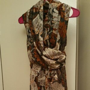 Womens H&M Dress Sleeveless Sz 2 Two Multicolor Brown Regular Zipper Polyester